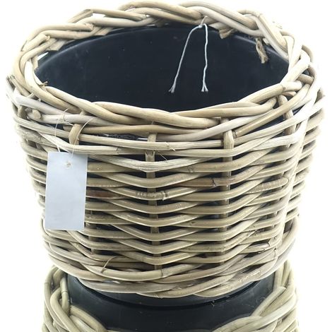 VAN DER LEEDEN DRYPOT® Rattan Pflanzkübel Grau Ø 25 cm - Sylter Körbe (1/4)