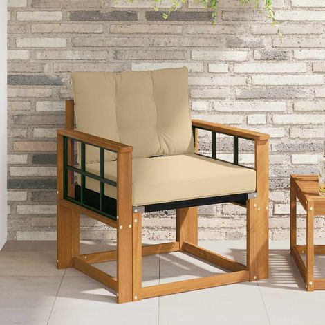 Outdoor-Sofa Massives Akazienholz und Textilene Natur (1/5)