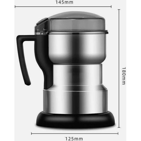 1 Moulin à café électrique 400W, Lame acier inoxydable, Broyeur grains épices, Poignée portable, Sécurité couvercle, Cuisine maison (1/5)