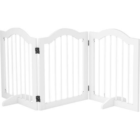 Valla de seguridad plegable para perros 154.5 x 29.5 x 61 cm protección de escalera educativa moderna y elegante de MDF blanco 210007390 (1/5)