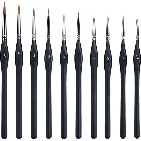 CHOYCLIT 1 lot de 10 pinceaux de peinture, pinceau fin, mini pinceaux, pinceaux fins, petits pinceaux, micro pinceau, pinceau à pointe fine.
