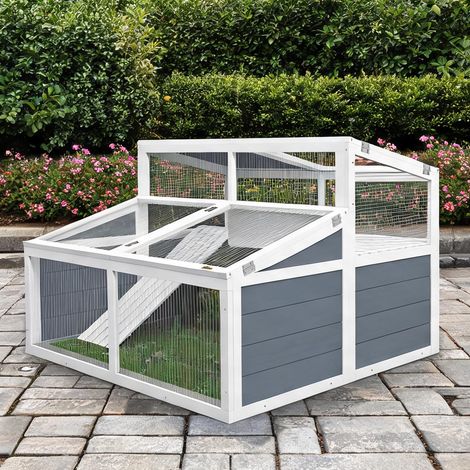 Terrarium gris en bois massif 115 x 115 x 82 cm (1/5)