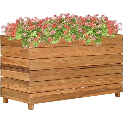 vidaXL Arriate elevado madera de teca reciclada y acero 100x40x55 cm (1/5)