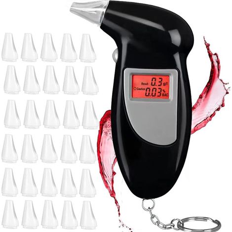 Éthylotest professionnel avec écran LCD numérique, haute précision, portable et fourni avec 30 embouts buccaux, pour une utilisation personnelle à domicile. (1/5)