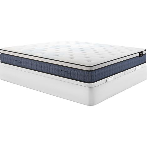 Set 180 x 200 cm rete letto contenitore bianco + materasso a molle insacchettate 7 zone e accoglienza gel memory foam sp.23cm - VARNO di YSMÉE