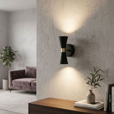 Applique murale double faisceau GU10 Shirley noir mat et cuivre (1/5)