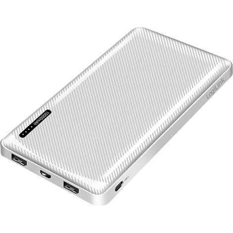 LOGILINK BATTERIE EXTERNE PA0316, 10 000mAh, blanche, double sortie USB-A (1/5)