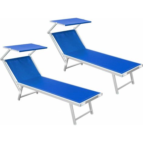 LETTINO POOL CM.186X61X40H C/PARASOLE BLU