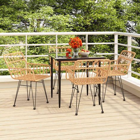 Ensemble Table et Chaises de Jardin 5 pcs - Ensemble Table à manger + 4 chaises Résine tressée BV392679 - BonneVie (1/5)