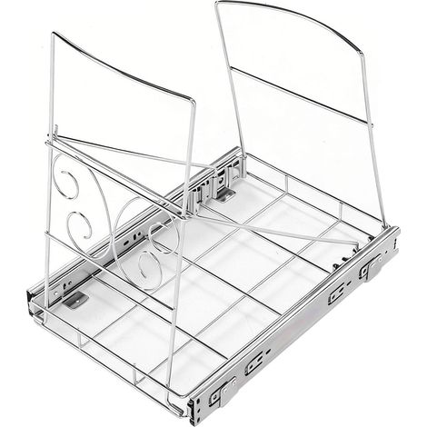 Ausziehbarer Mülleimerhalter für die Unterbaumontage, verschiebbarer Mülleimer-Organizer aus Edelstahl, ausziehbar für 30-40-Quart-Mülleimer (1/5)