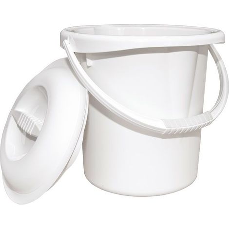 Seau avec couvercle 13 litres – Hauteur 33 cm – Diamètre 31 cm – Coloris blanc – Pour chantiers humides
