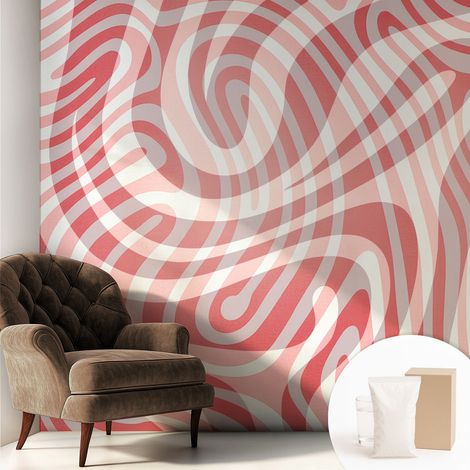 Papier peint intissé avec imprimé installation simple qualité excellente sans désordre - Colle incluse gratuite Lignes ondulées 250x250 cm (1/5)