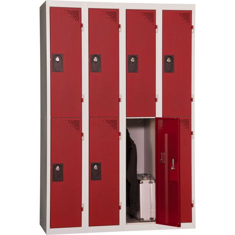 PROVOST - Vestiaire multicases monobloc Provost - 4 colonnes × 2 cases en acier rouge