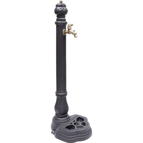 Fontana a colonna Iside in ghisa per casa giardino con rubinetto cod. 147/C in ottone brunito (1/5)