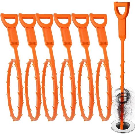 Tubo di pulizia per scarichi da 64 cm (25 pollici) con maniglia girevole - Set da 6 pezzi (1/5)