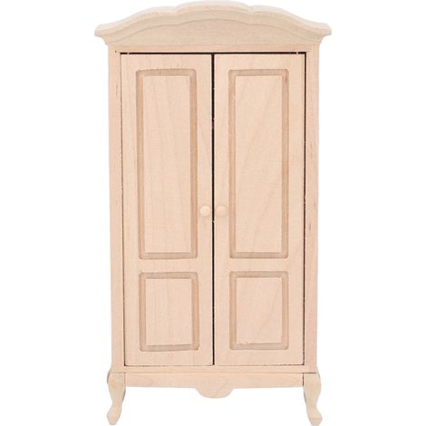 Armoire Miniature 1/12 pour Maison de Poupée avec Portes Doubles, Accessoire Meuble