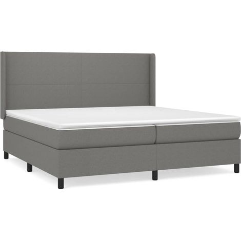 Maison Exclusive - Cama box spring con colchón tela gris oscuro 2 (1/5)