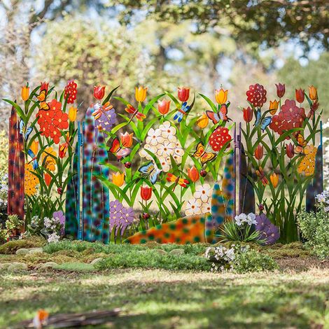 Clôture en fer forgé pour jardin et cour, 30x19 cm, panneau décoratif extérieur (1/5)