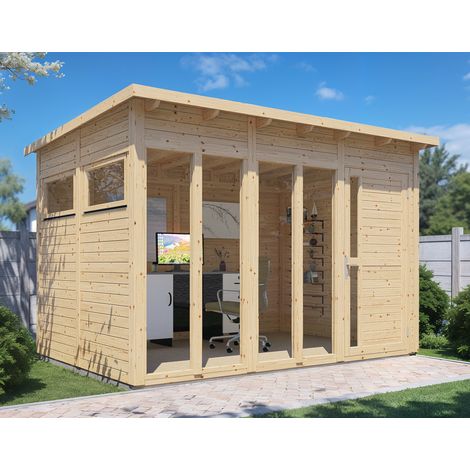 Studio de jardin bois Bertilo 19mm Pentus 3 avec plancher 7,65m² natural
