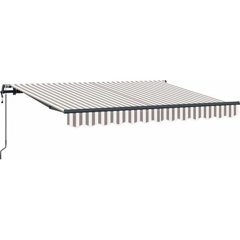 Store banne rétractable, gris clair et blanc, 400 x 300 cm (1/5)