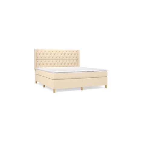 Sommier à lattes de lit avec matelas Crème 160x200 Tissu (1/5)