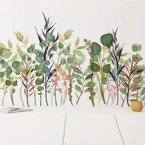 Autocollant Mur - Plantes Tropicales - Feuilles Vertes - Décor Murale pour Salon Chambre Bureau Classe - 1 Pièce (1/5)
