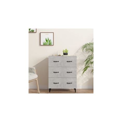 Buffet gris béton 69,5x34x90 bois d'ingénierie (1/5)
