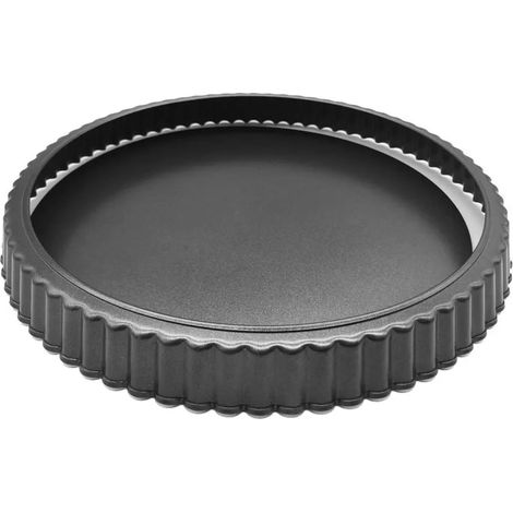 Molde para hornear extraíble con revestimiento antiadherente, fondo desmontable, molde para quiche con fondo suelto, molde para pastel (28 cm de diámetro en la parte superior) (1/5)