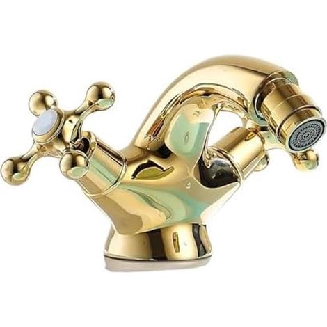 Vintage two-handle ceramic bidet faucet, brass deck-mounted – Classic style (1/3)