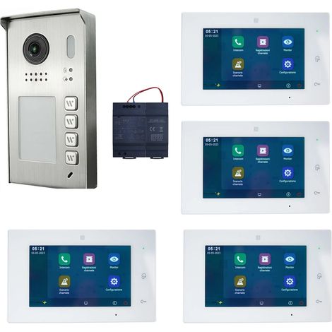 Kit Videocitofono quadrifamiliare 4 famiglie FULL DUPLEX WIFI Registra Ipertronic (1/3)