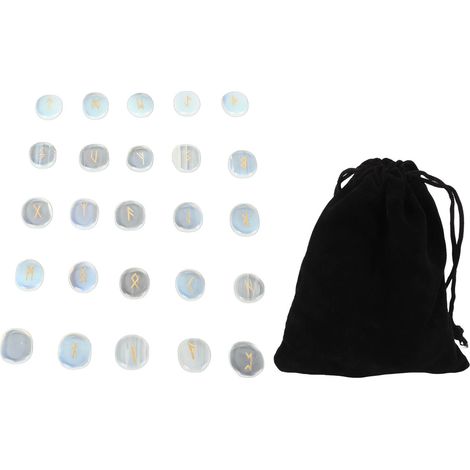 Set aus 25 natürlichen, gravierten Runensteinen für Meditation, Wahrsagerei und Heilung – Opal (1/5)