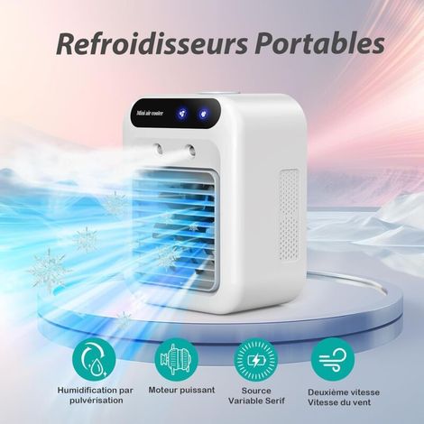 Aire acondicionado portátil silencioso KZQ, enfriador de aire de 500 ml, 2 velocidades, 2 modos de niebla, mini ventilador para dormitorio y oficina. (1/2)
