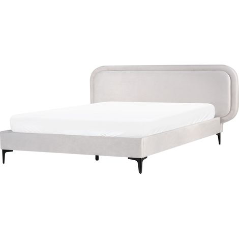 Bett mit Lattenrost Samtstoff SUZETTE 160 x 200 cm Hellgrau (1/5)