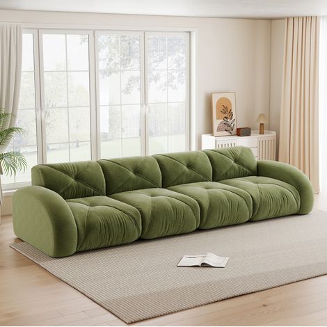 Divano modulare in chenille verde per soggiorno OKMYHOME (1/5)
