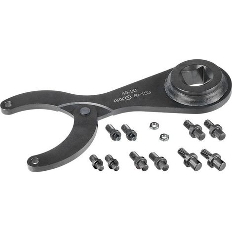 Juego de llaves de pestañas articuladas para llave dinamométrico, capacidad de fijación : 18-40 mm, Ø del espiga 3 4 mm