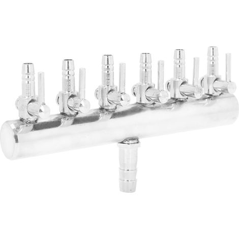 Distributeur de vannes à levier de contrôle du flux d'air pour aquarium à 6 voies, en acier inoxydable (1/5)