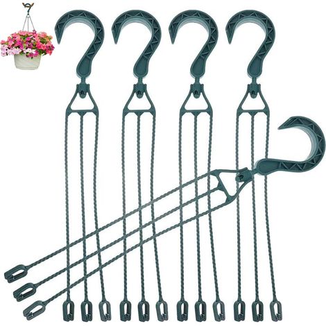 Lot de 5 chaînes suspendues en plastique pour pots de fleurs, crochets de suspension rotatifs à 360° (vert) (1/5)