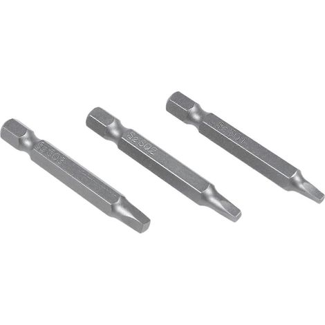 Ensemble de 3 embouts hexagonaux carrés de 50 mm (1/4 pouce) en acier allié S2, avec aimants, pour tournevis et outils à main. (1/4)