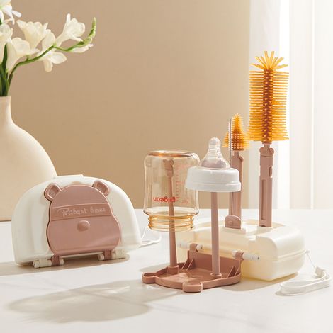 Ensemble de goupillons pour bouteilles - goupillon - Porte-bouteilles - Égouttoir à bouteilles - Brosse de nettoyage - Brosse de nettoyage pour café latte - Boîte de rangement pour café latte - Brosse (1/5)