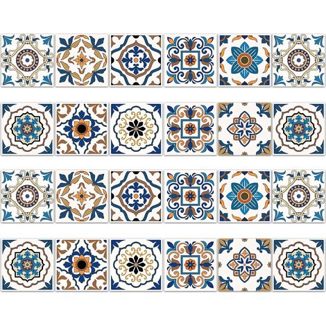 24 Pièces Stickers Carrelage 15x15cm, PVC Carreaux Adhesif Mural Cuisine, Autocollant Carrelage Cuisine, Imperméable pour Salle de Bain la Décoration à la Maison (1/5)