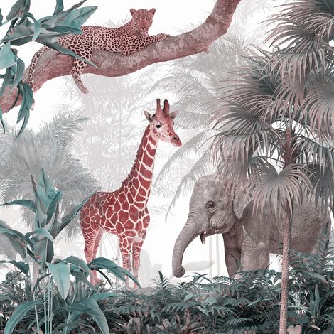 Papier peint panoramique Enfants - Animaux de la Jungle - 320 cm x 320 cm (1/2)