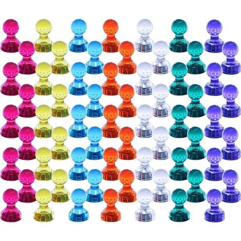Chinchetas magnéticas resistentes de colores surtidos, paquete de 60, ideales para pizarras blancas, refrigeradores, mapas y calendarios. (1/4)