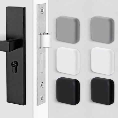 6 Pcs Large Wall Mounted Door Stopper Self Adhesive Rubber White/Black/Grey 45mm x 45mm Door Handle Door Stopper Against Door Stopper MUMU (1/4)