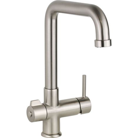 Mezclador de fregadero de cocina independiente de 3 vías en color níquel cepillado Pollini 3300ANICKEL  Níquel cepillado