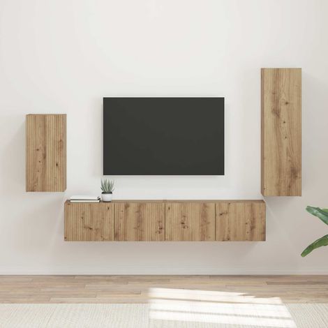 TV-Schrankset Wandmontiert 4 pcs Artisan-Eiche Holzwerkstoff