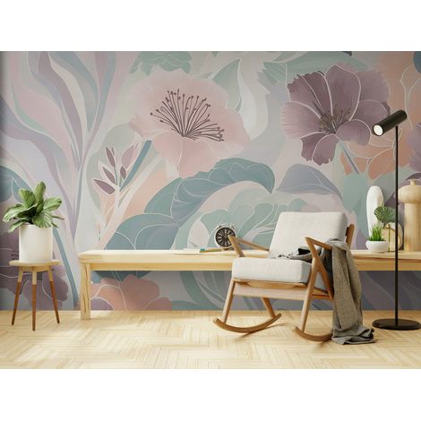 Papier Peint Floral - Pastel Apaisant - 150 x 250 cm (1/2)
