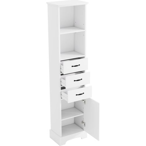 Hochschrank fürs Bad aus lackiertem MDF, 38 x 26 x 172,5 cm, mit 3 Schubladen (1/5)