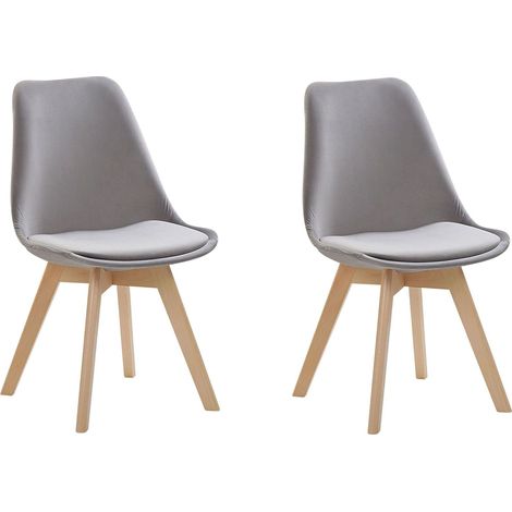 Set of 2 Dining Chairs DAKOTA II Velvet Grey