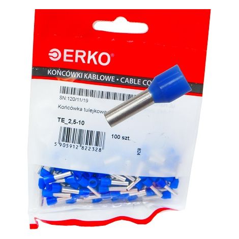 Terminale a manicotto isolato TE 2,5/10 100 pezzi Niebie ERKO