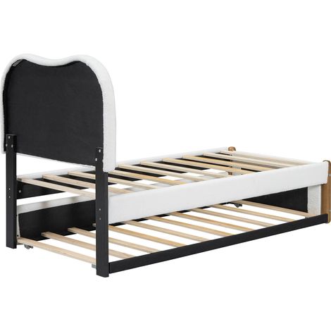 Cama tapizada 90x200 cm con cama nido abatible, blanca (1/5)